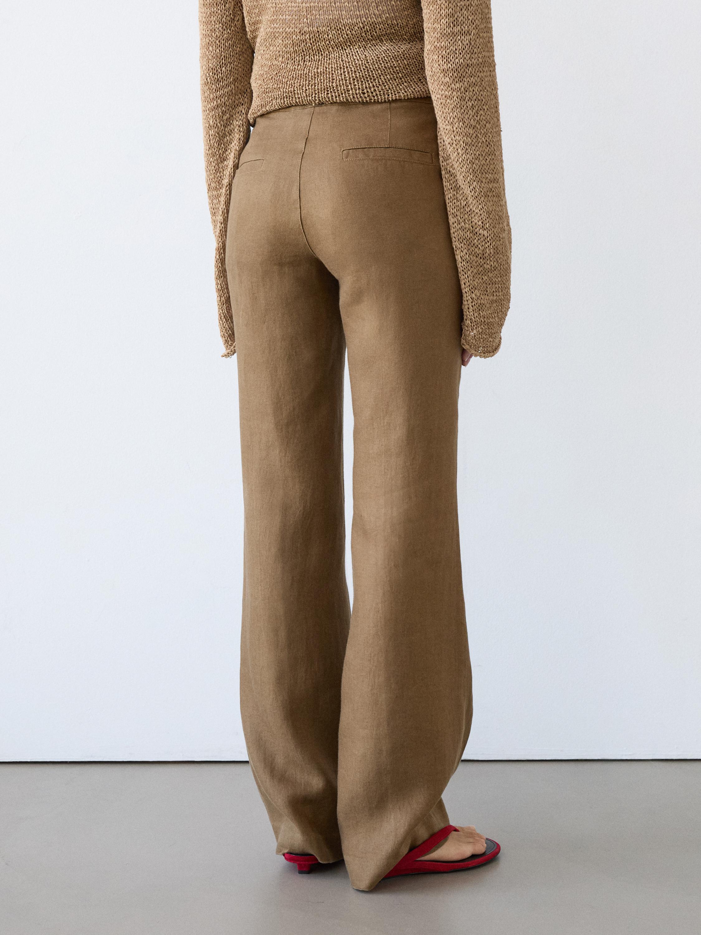 100% linen kick flare fit pants